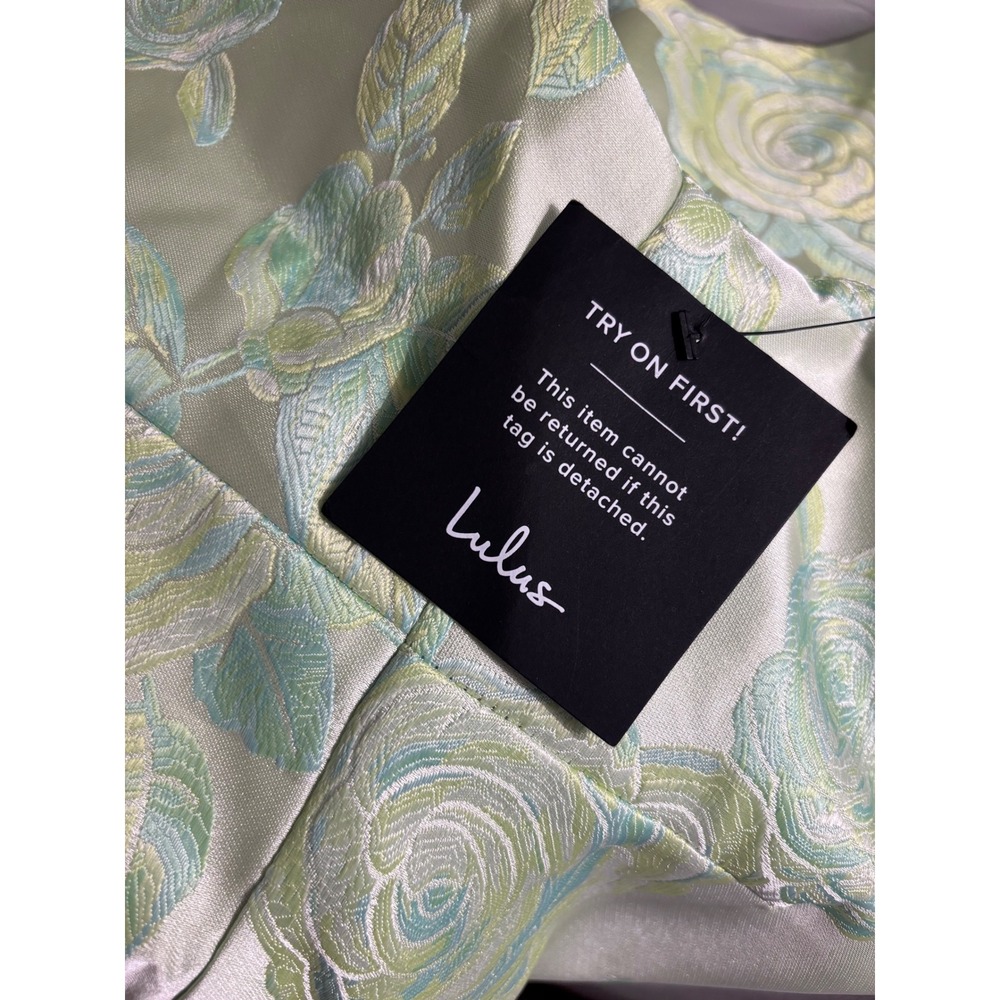 NWT Lulus Brighter Side Floral Jacquard Mini Dress M MSRP $69 Green - Picture 3 of 12